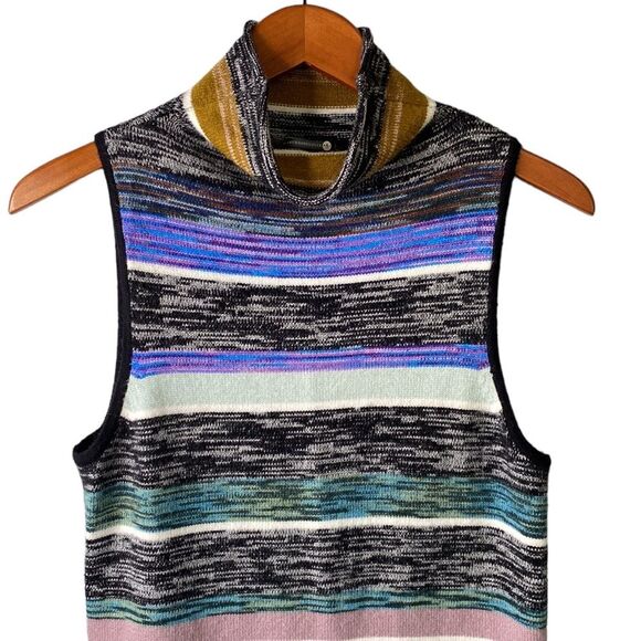 Anthropologie Maeve Space-Dyed Stripe Knit Tunic Top Dress Mock-Neck Sleeveless - Picture 4 of 16